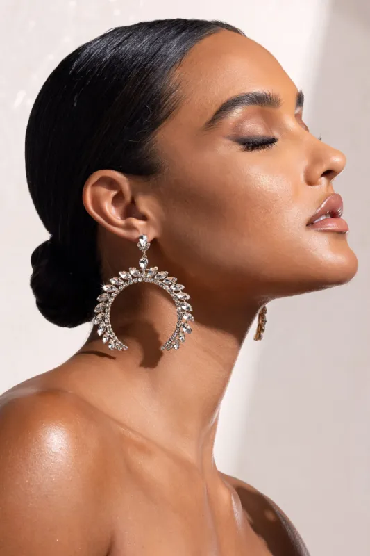 Eleonora | Gold Crystal Arched Shape Drop Earrings made by Club L London