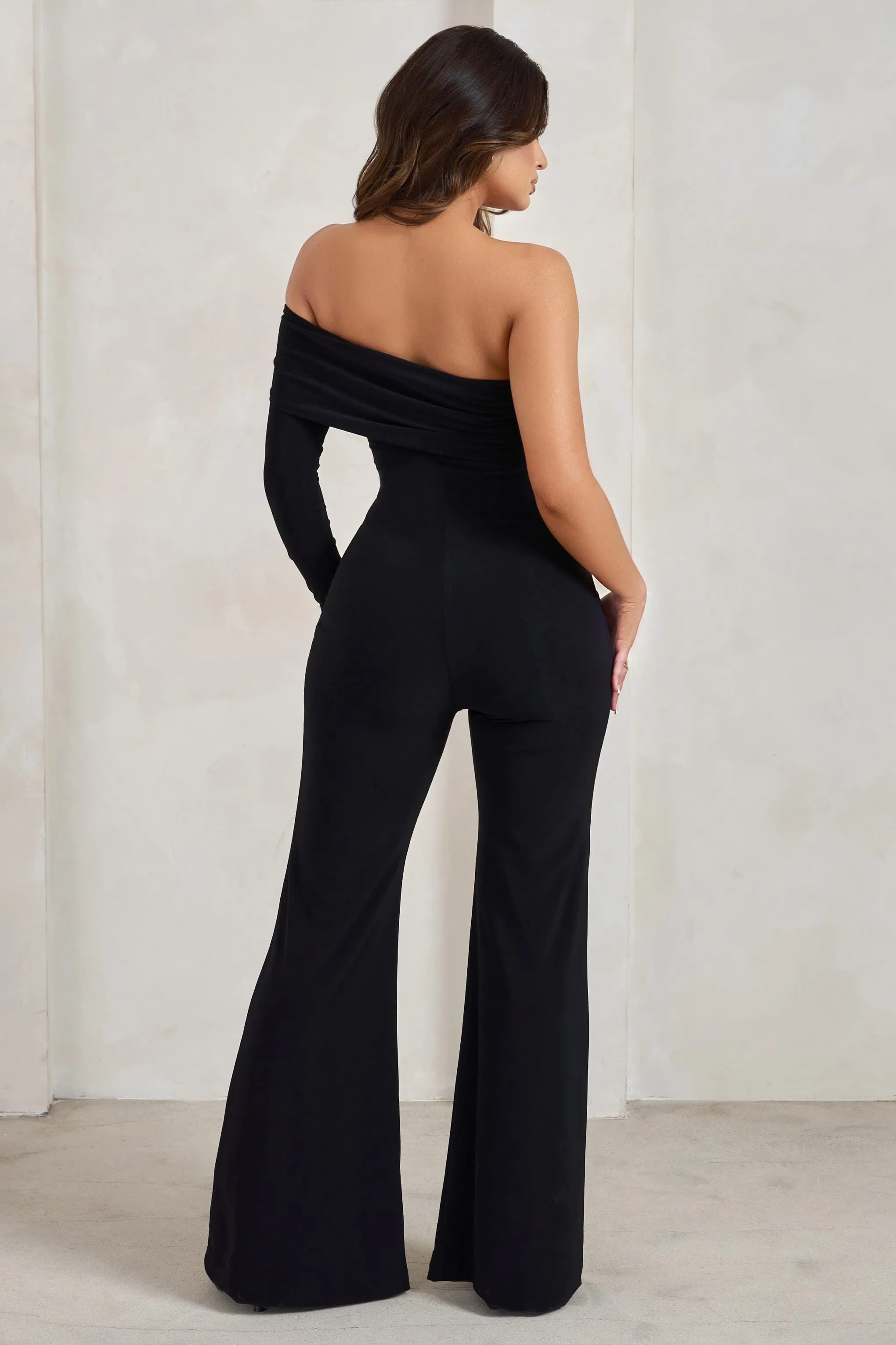Margie | Black One Sleeve Bardot Jumpsuit sold by Club L London product image thumbnail 2