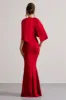 Kianne | Red Draped Short-Sleeve Maxi Dress sold by Club L London