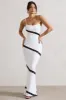 Elizabeth | White & Black Strappy Lace-Trimmed Maxi Dress sold by Club L London