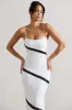 Elizabeth | White & Black Strappy Lace-Trimmed Maxi Dress sold by Club L London