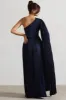 My Vision | Navy Plisse Asymmetric Split Maxi Dress With Cape Sleeve sold by Club L London