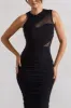 Born With It | Black Sleeveless High-Neck Draped Maxi Dress With Mesh Inserts sold by Club L London