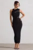 Born With It | Black Sleeveless High-Neck Draped Maxi Dress With Mesh Inserts sold by Club L London