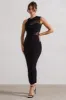 Born With It | Black Sleeveless High-Neck Draped Maxi Dress With Mesh Inserts sold by Club L London