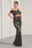 Captivating | Silver Metallic Strappy Asymmetric Cut-Out Maternity Maxi Dress sold by Club L London