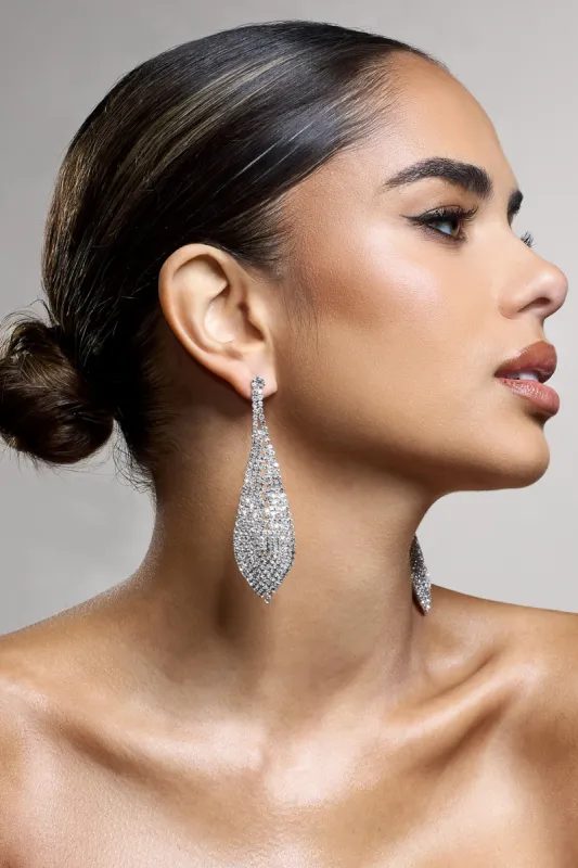 Coralie | Silver Diamante Teardrop Dangle Earrings made by Club L London