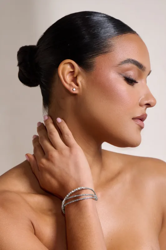 Dakota | Silver Multi Layered Diamante Bracelet sold by Club L London