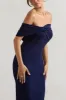 Alyssa | Navy Bardot Bow Detail Midi Dress sold by Club L London