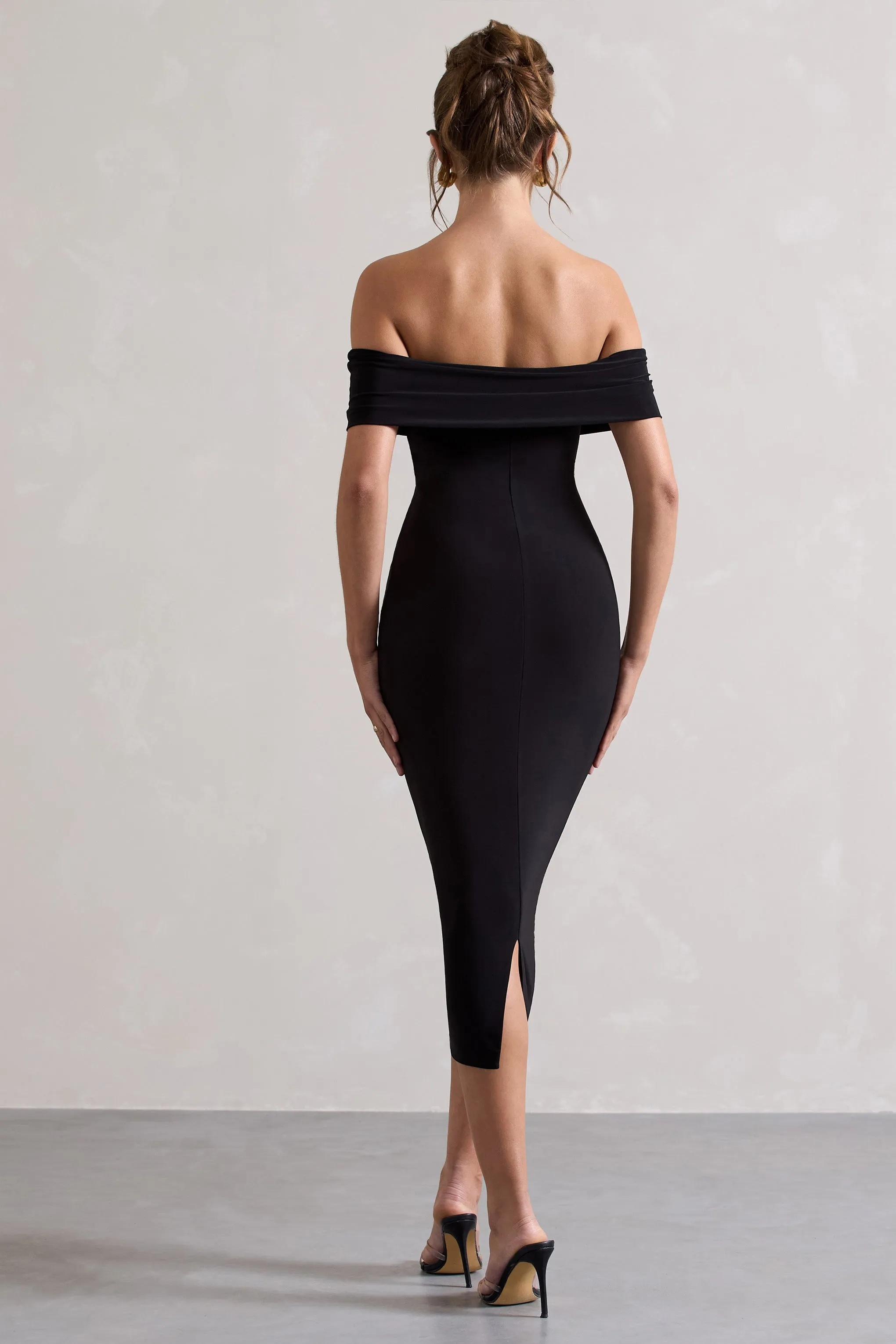 Averie | Black Bodycon Bardot Midi Dress sold by Club L London product image thumbnail 2