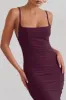 Adele | Plum Backless Ruched Fishtail Cami Maxi Dress sold by Club L London