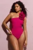 Octavias | Dark Pink One-Shoulder Floral Swimsuit sold by Club L London