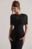 Endless | Black Flared-Leg Jumpsuit With Lace Overlay sold by Club L London