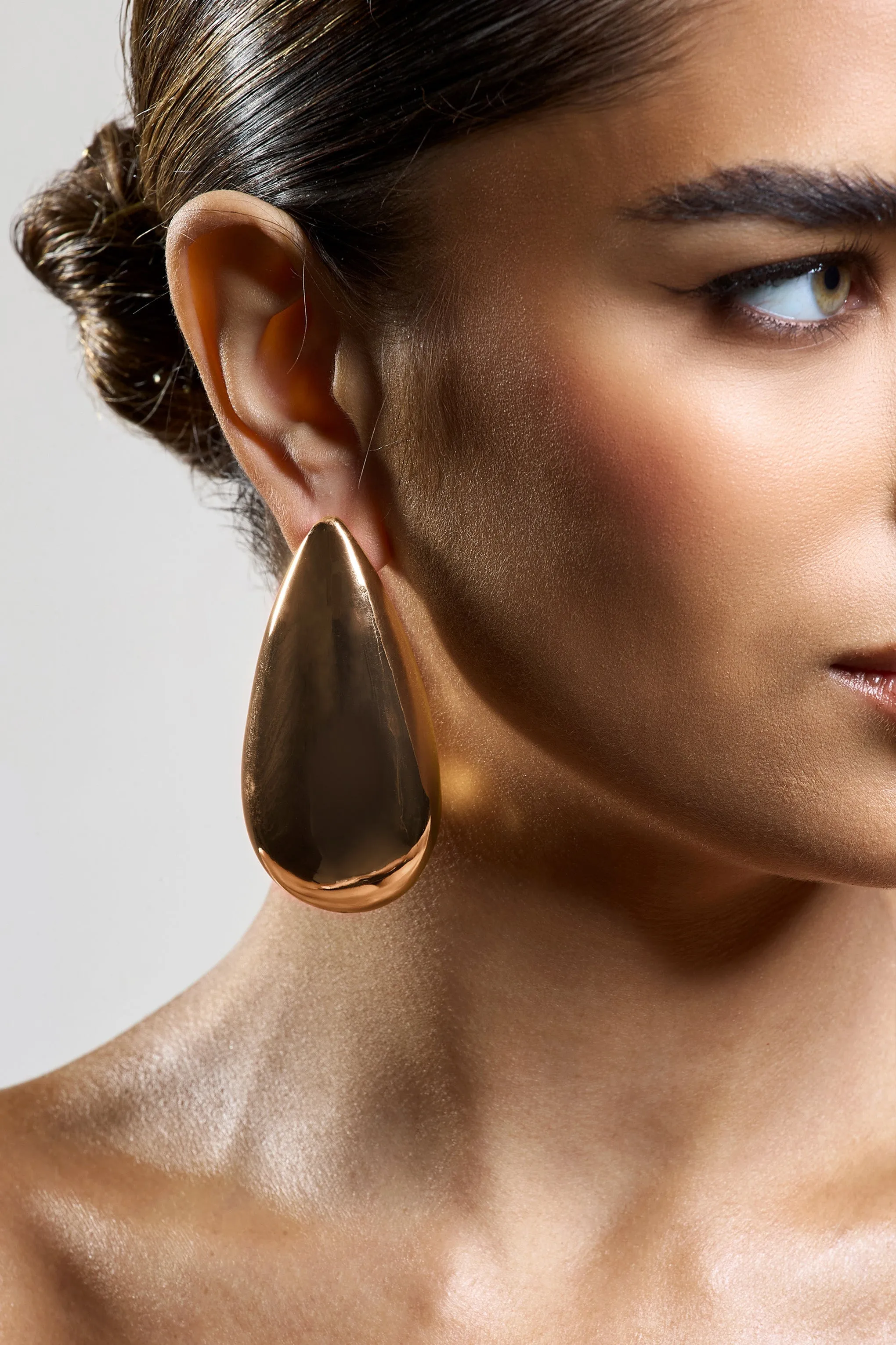 Amiya | Gold Statement Teardrop Earrings sold by Club L London product image thumbnail 4