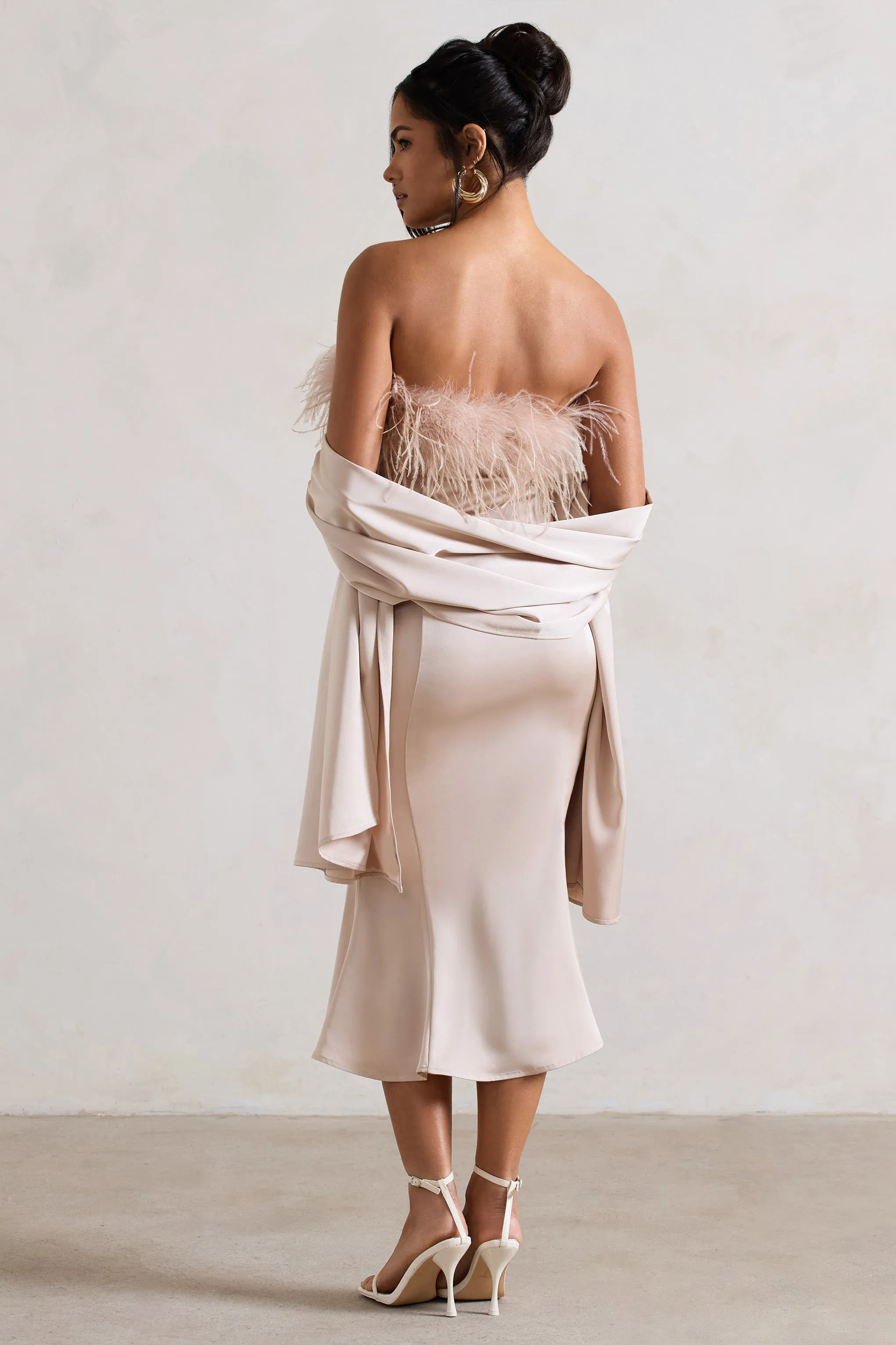 Lush | Champagne Satin Shawl sold by Club L London product image thumbnail 2