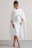 Vana | White Draped Midi Dress With Cape Sleeves sold by Club L London