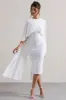 Vana | White Draped Midi Dress With Cape Sleeves sold by Club L London