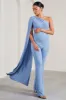 Sing To Sleep | Powder Blue Maternity One Shoulder Cape Jumpsuit sold by Club L London