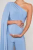 Sing To Sleep | Powder Blue Maternity One Shoulder Cape Jumpsuit sold by Club L London