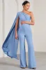 Sing To Sleep | Powder Blue Maternity One Shoulder Cape Jumpsuit sold by Club L London