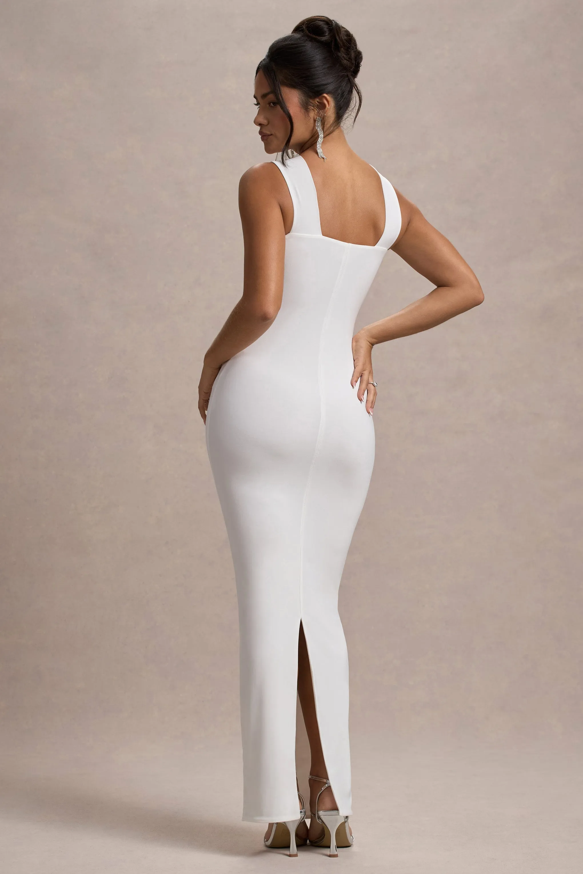 Nobu | White Bandeau Maxi Dress With Halter-Collar sold by Club L London product image thumbnail 2