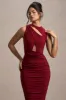 Aire | Wine Cut-Out Ruched Maxi Dress sold by Club L London