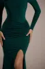 Leslie | Bottle Green Long-Sleeve Twisted Split Maxi Dress sold by Club L London