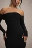 Amaia | Black Bardot Long-Sleeve Maxi Dress sold by Club L London