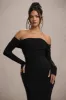 Amaia | Black Bardot Long-Sleeve Maxi Dress sold by Club L London