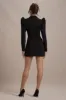 Landon | Black Tailored Blazer Mini Dress With Puff Sleeves sold by Club L London