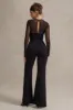Iggy | Black Flared-Leg Jumpsuit With Mesh Sleeves sold by Club L London