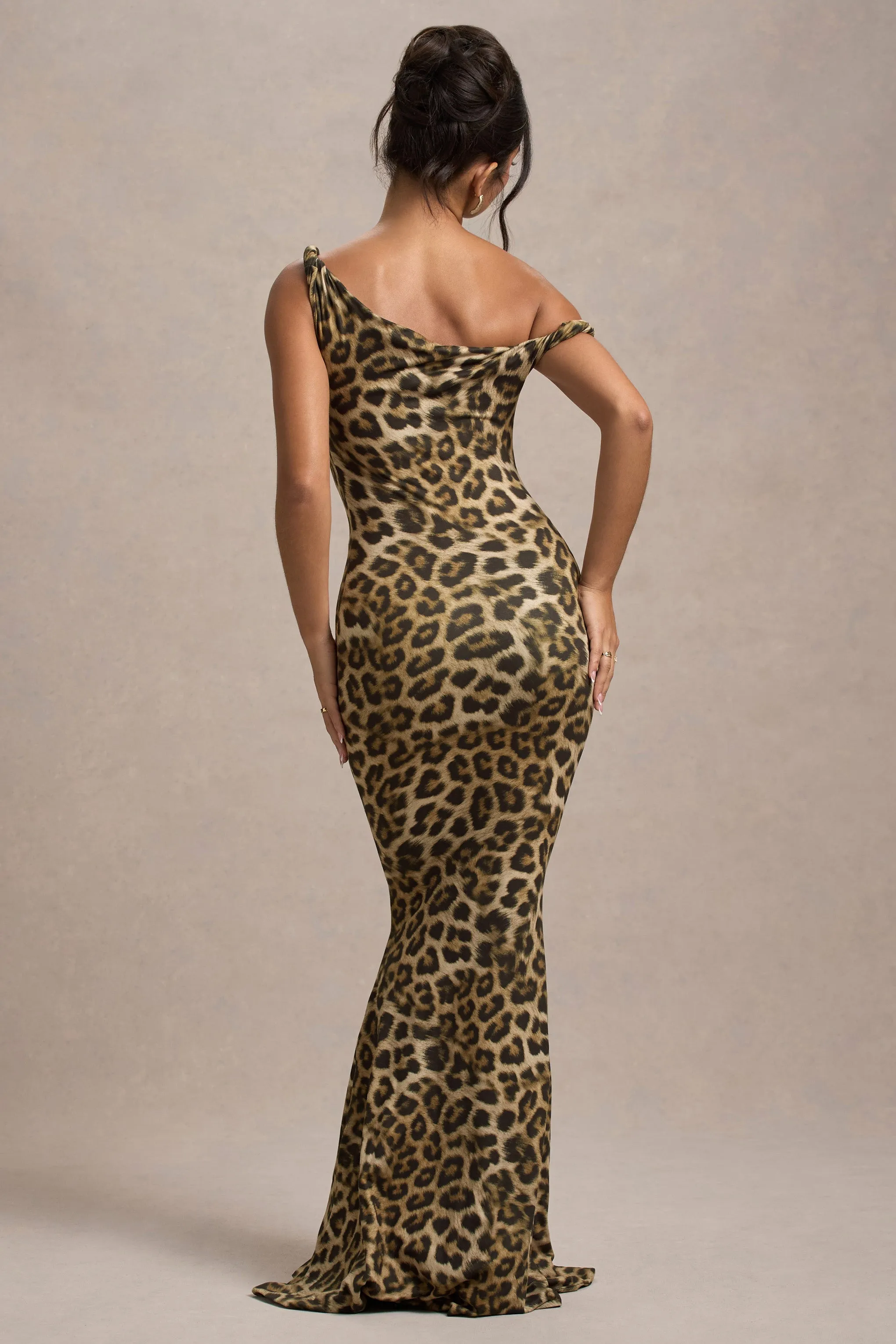 Lita | Leopard Print Twisted Asymmetric Maxi Dress sold by Club L London product image thumbnail 2