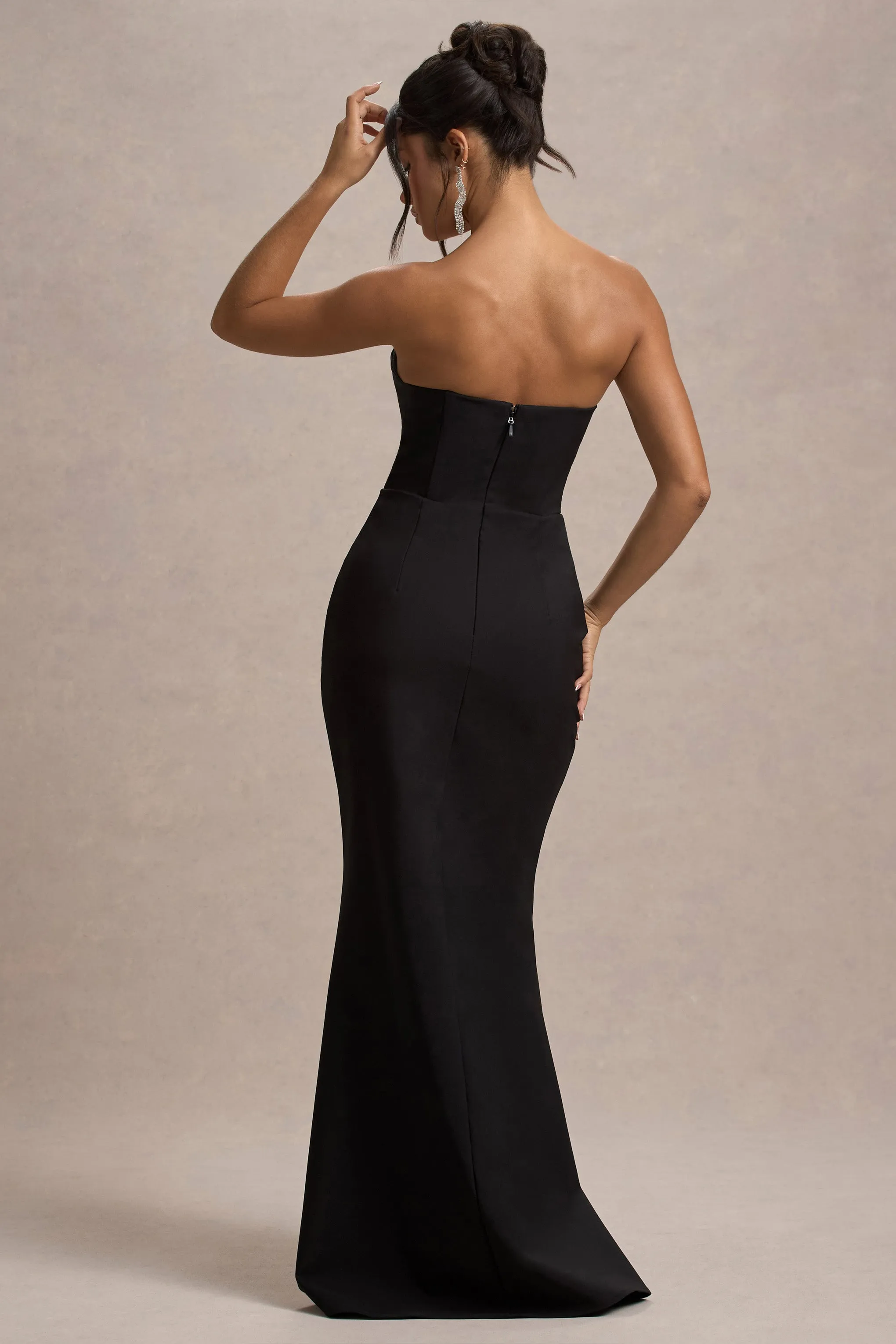 Molly | Black Strapless Sweetheart Maxi Dress With Bows sold by Club L London product image thumbnail 2