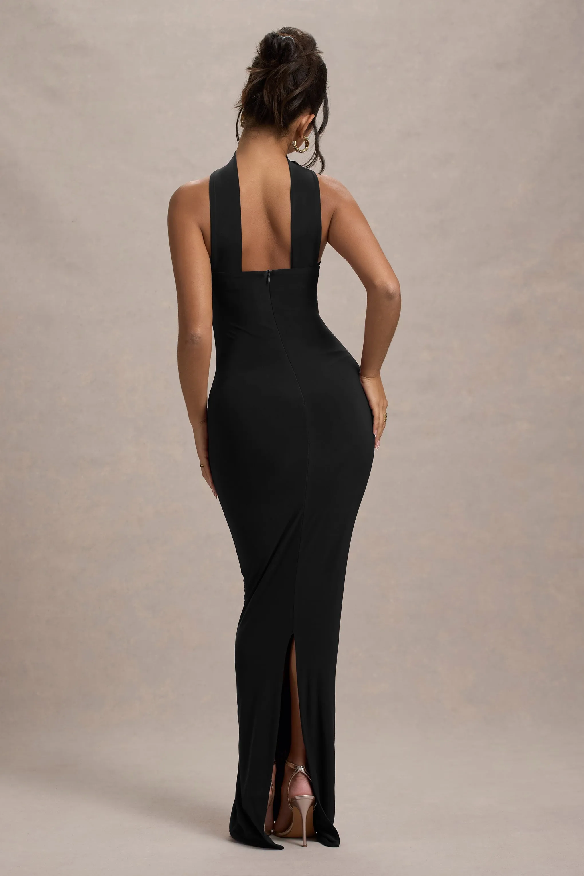 Nobu | Black Bandeau Maxi Dress With Halter-Collar sold by Club L London product image thumbnail 2