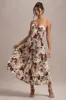 Bordeaux | Cream Floral Print Satin Corset Style Midi Dress sold by Club L London