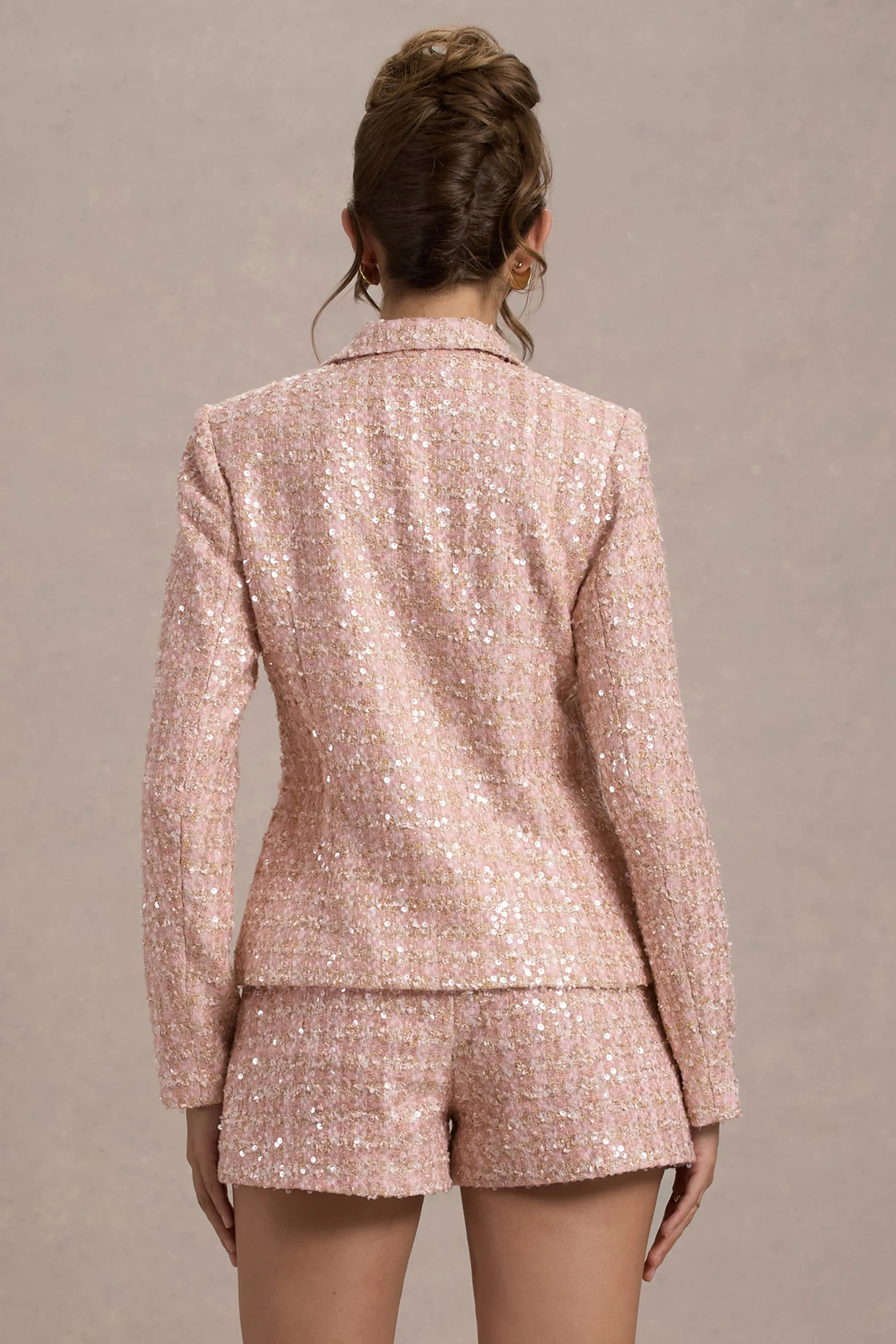 Marena | Pink Boucle Tailored Blazer sold by Club L London product image thumbnail 2