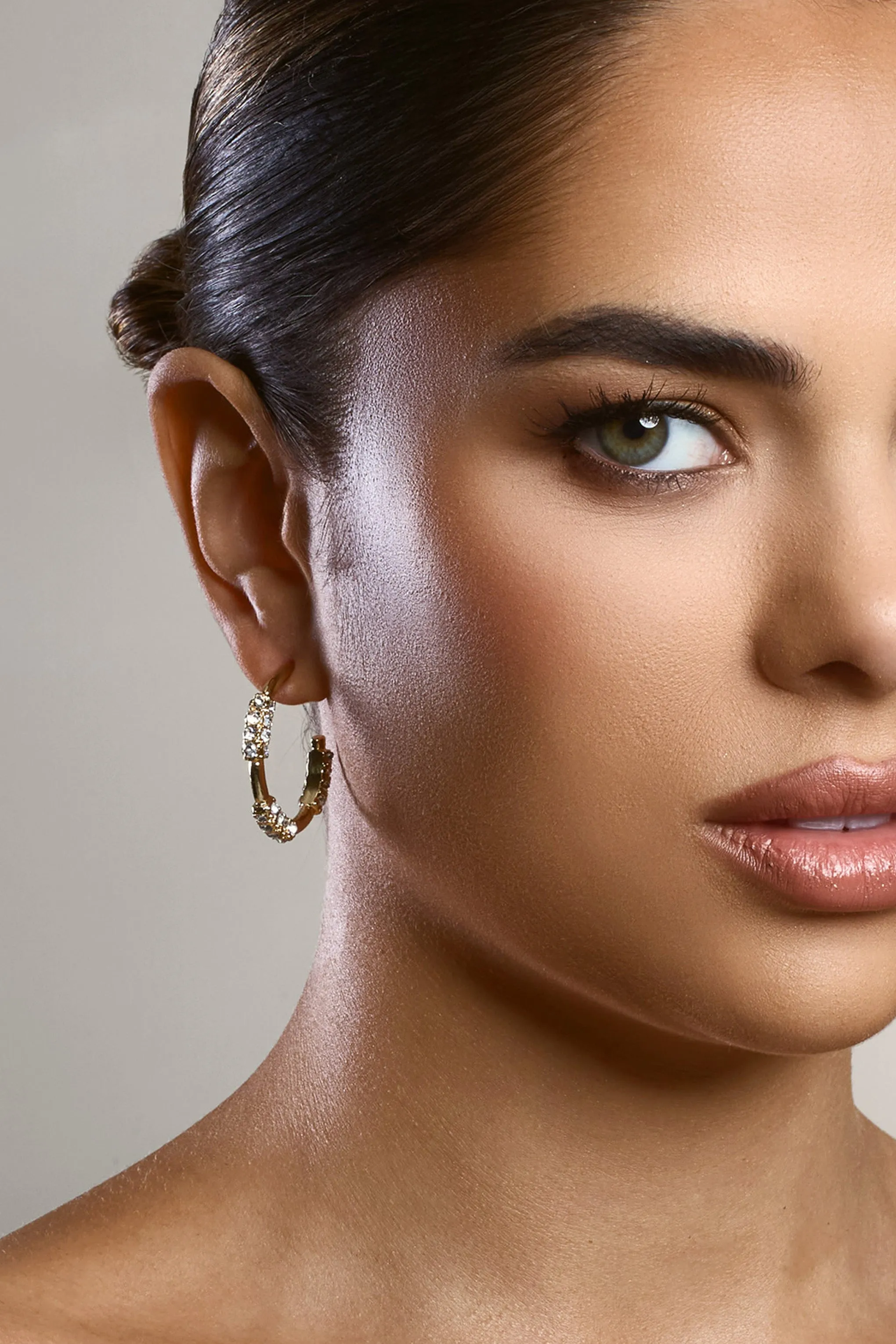 Edera | Gold Diamante Hoop Earrings sold by Club L London product image thumbnail 2