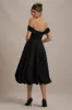 Calliopia | Black Bow Bardot Midi Dress With Puff-Ball Skirt sold by Club L London