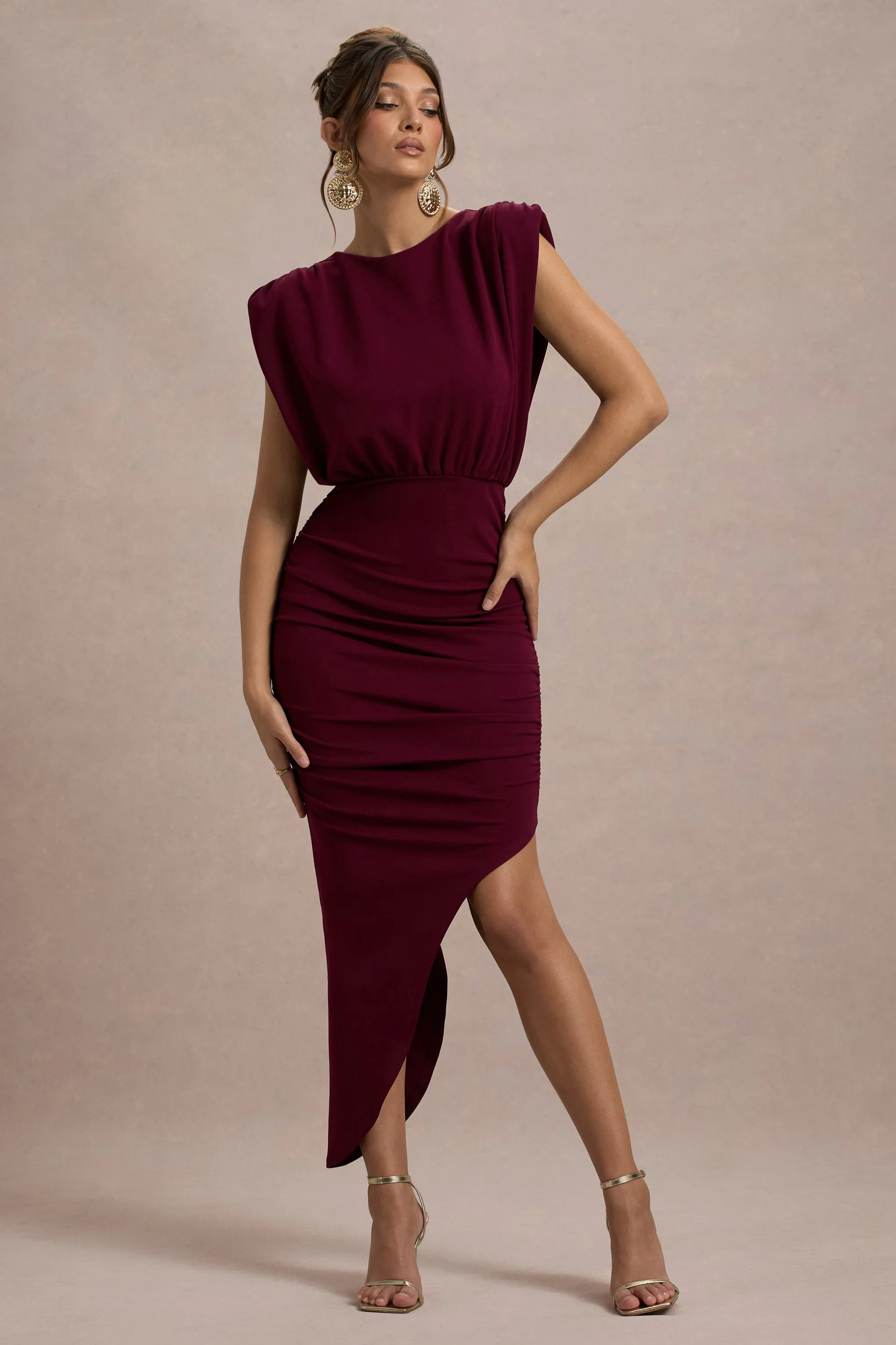 Jennifer | Port Sleeveless Maxi Dress With Asymmetric Hem sold by Club L London