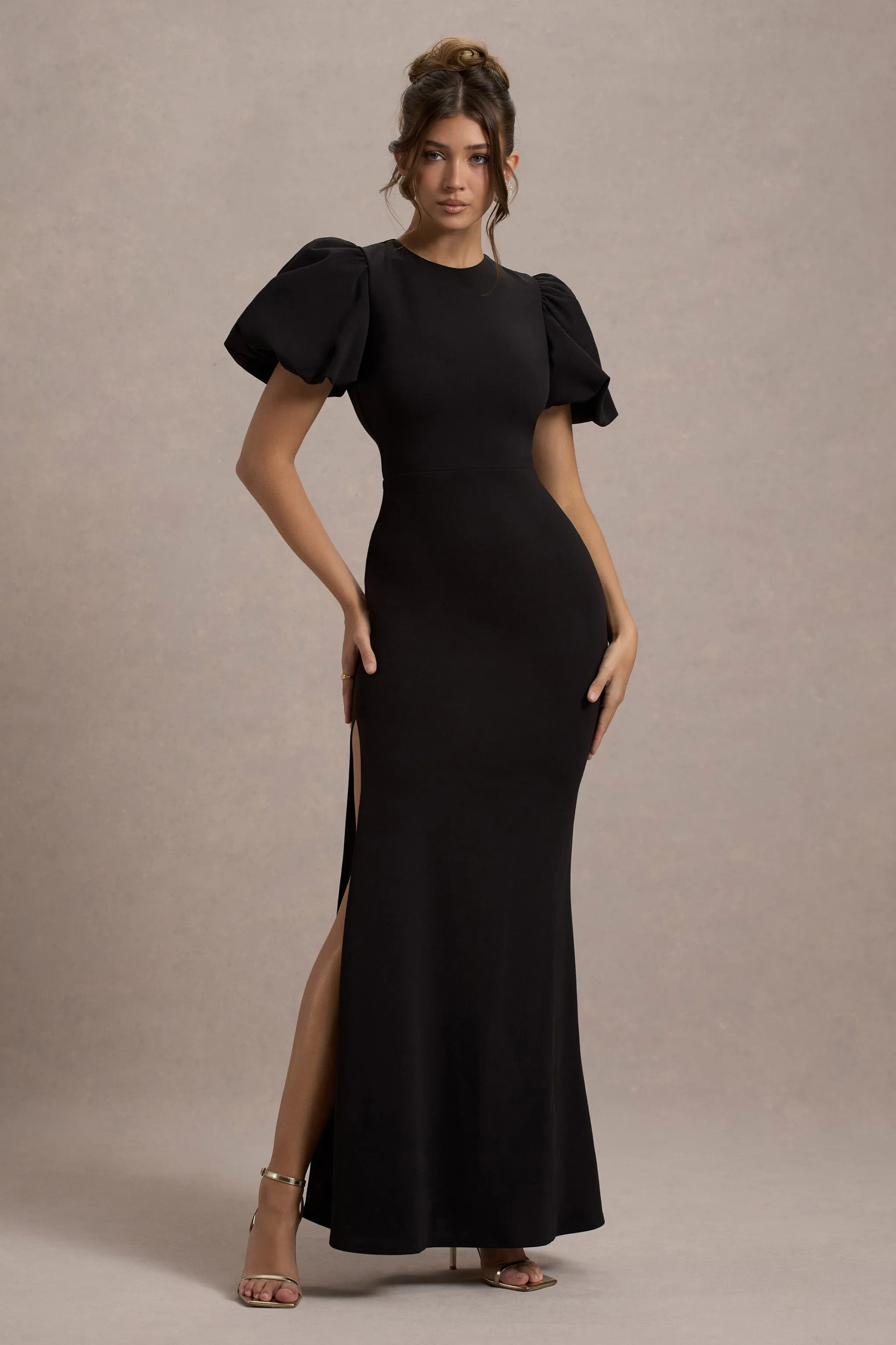 Love Letters | Black Puff-Sleeve Maxi Dress sold by Club L London product image thumbnail 5