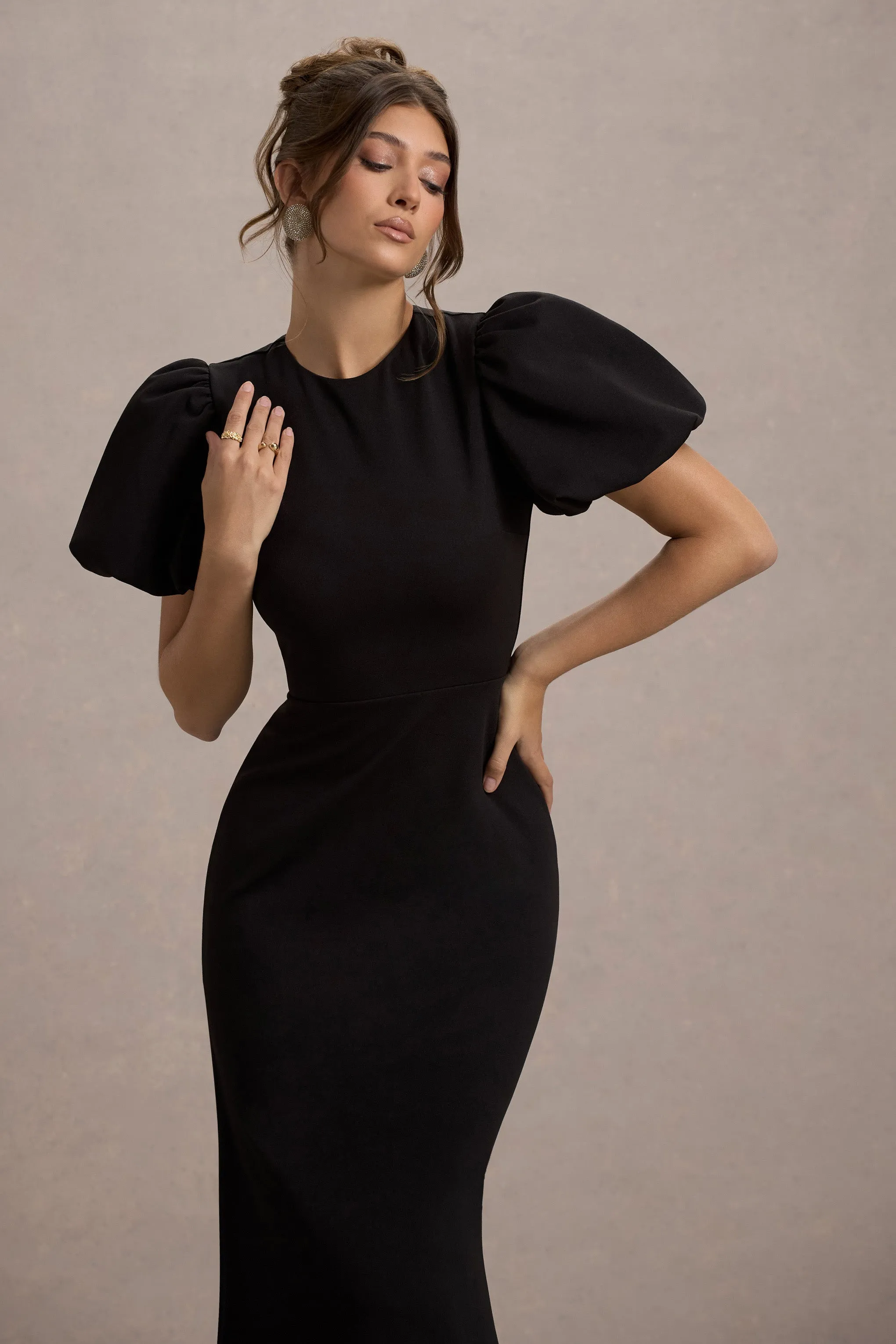 Love Letters | Black Puff-Sleeve Maxi Dress sold by Club L London product image thumbnail 3