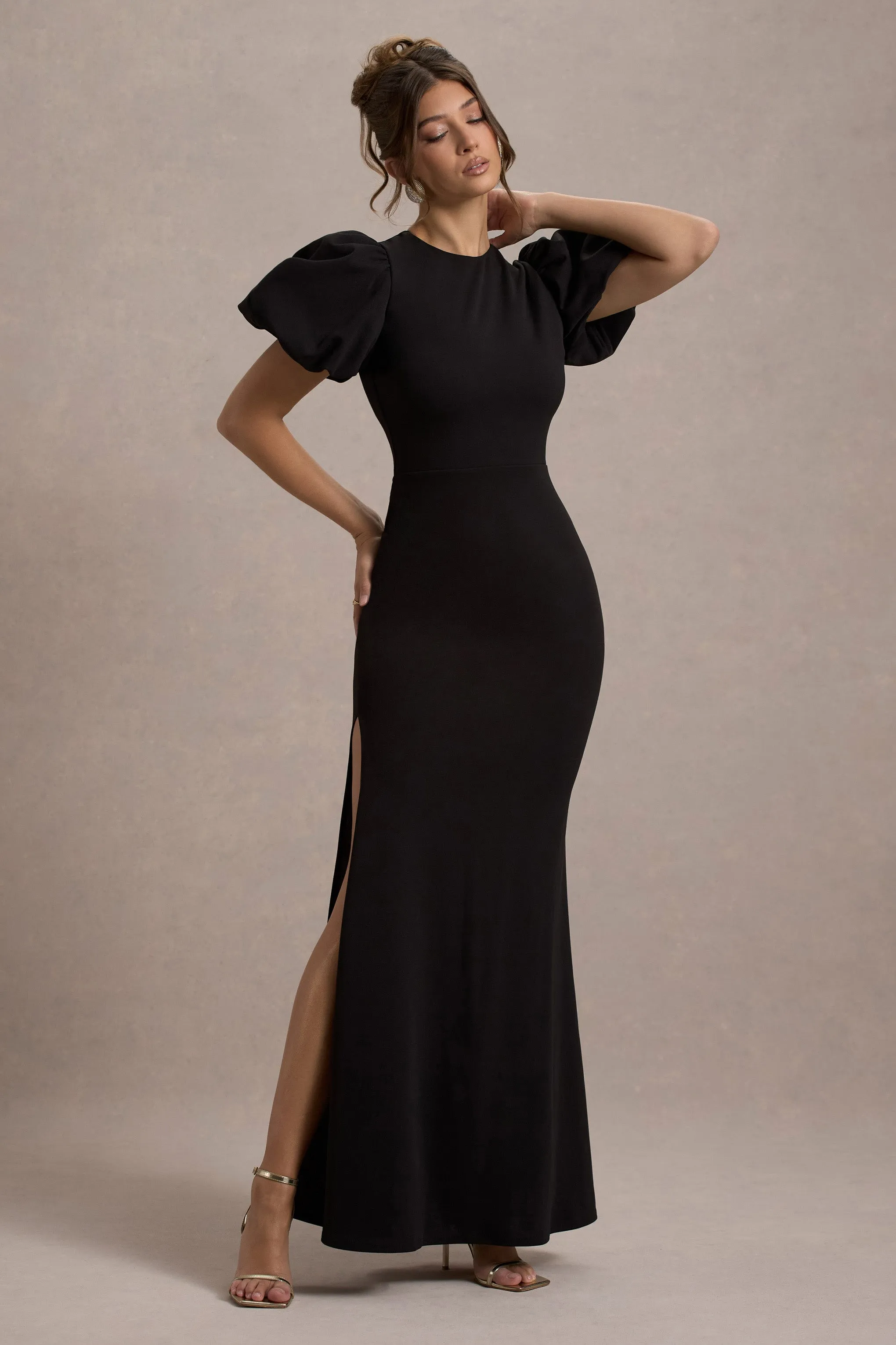 Love Letters | Black Puff-Sleeve Maxi Dress sold by Club L London product image thumbnail 4