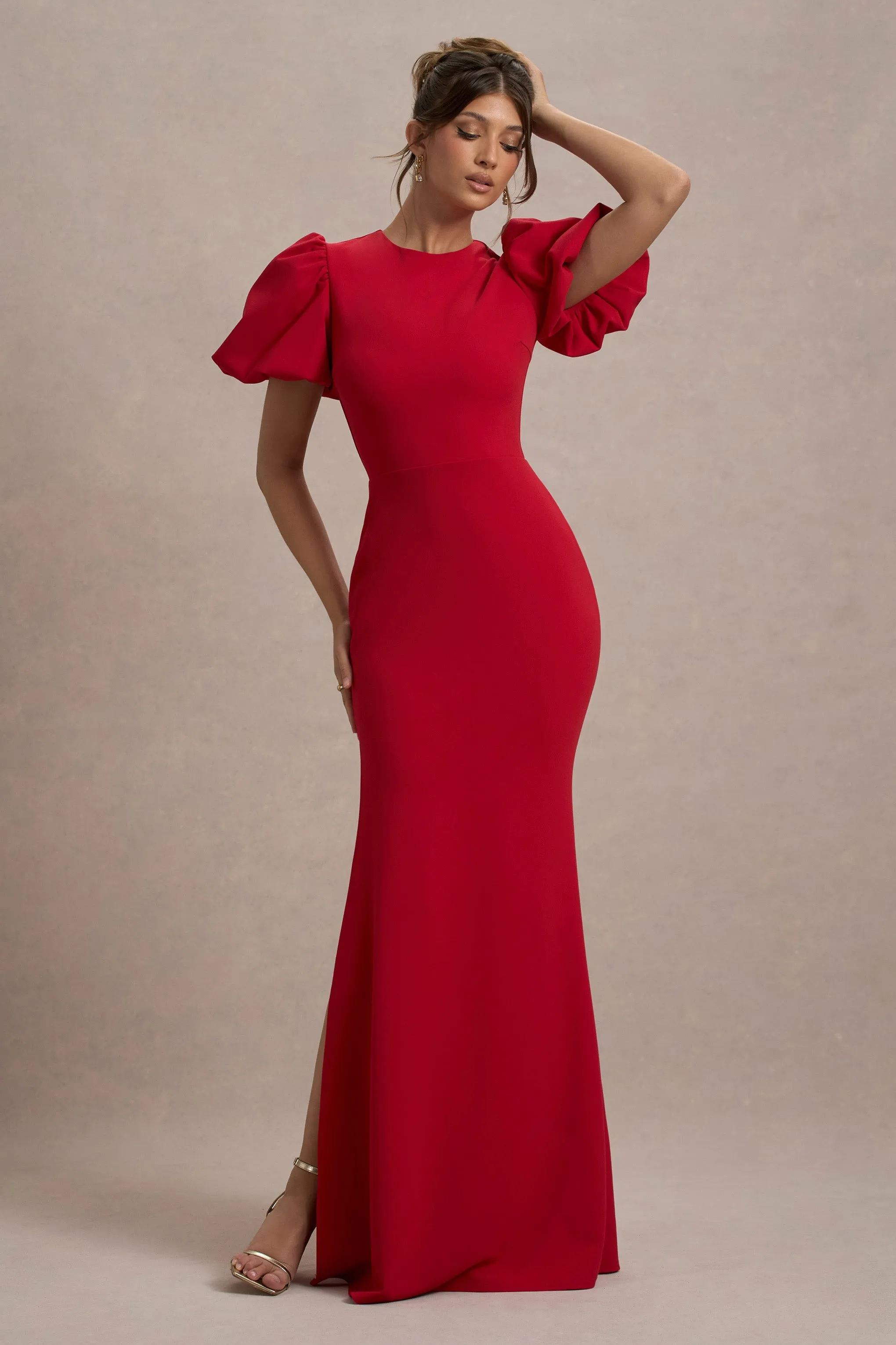 Love Letters | Red Puff-Sleeve Maxi Dress sold by Club L London product image thumbnail 4