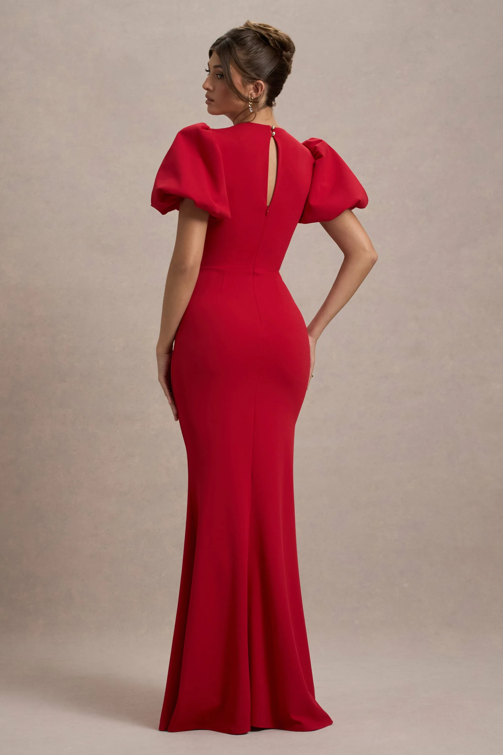 Love Letters | Red Puff-Sleeve Maxi Dress sold by Club L London product image thumbnail 2