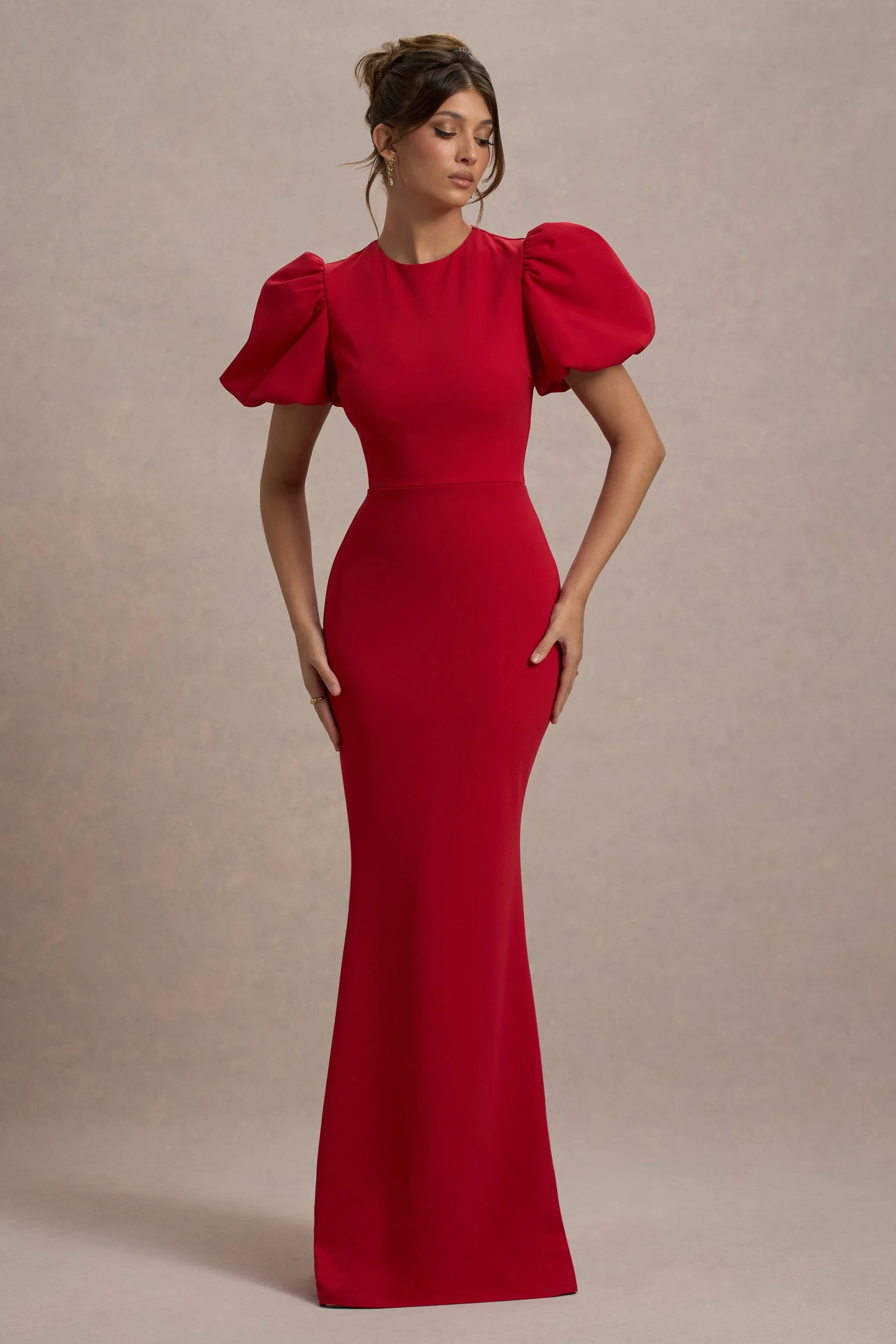 Love Letters | Red Puff-Sleeve Maxi Dress sold by Club L London product image thumbnail 5