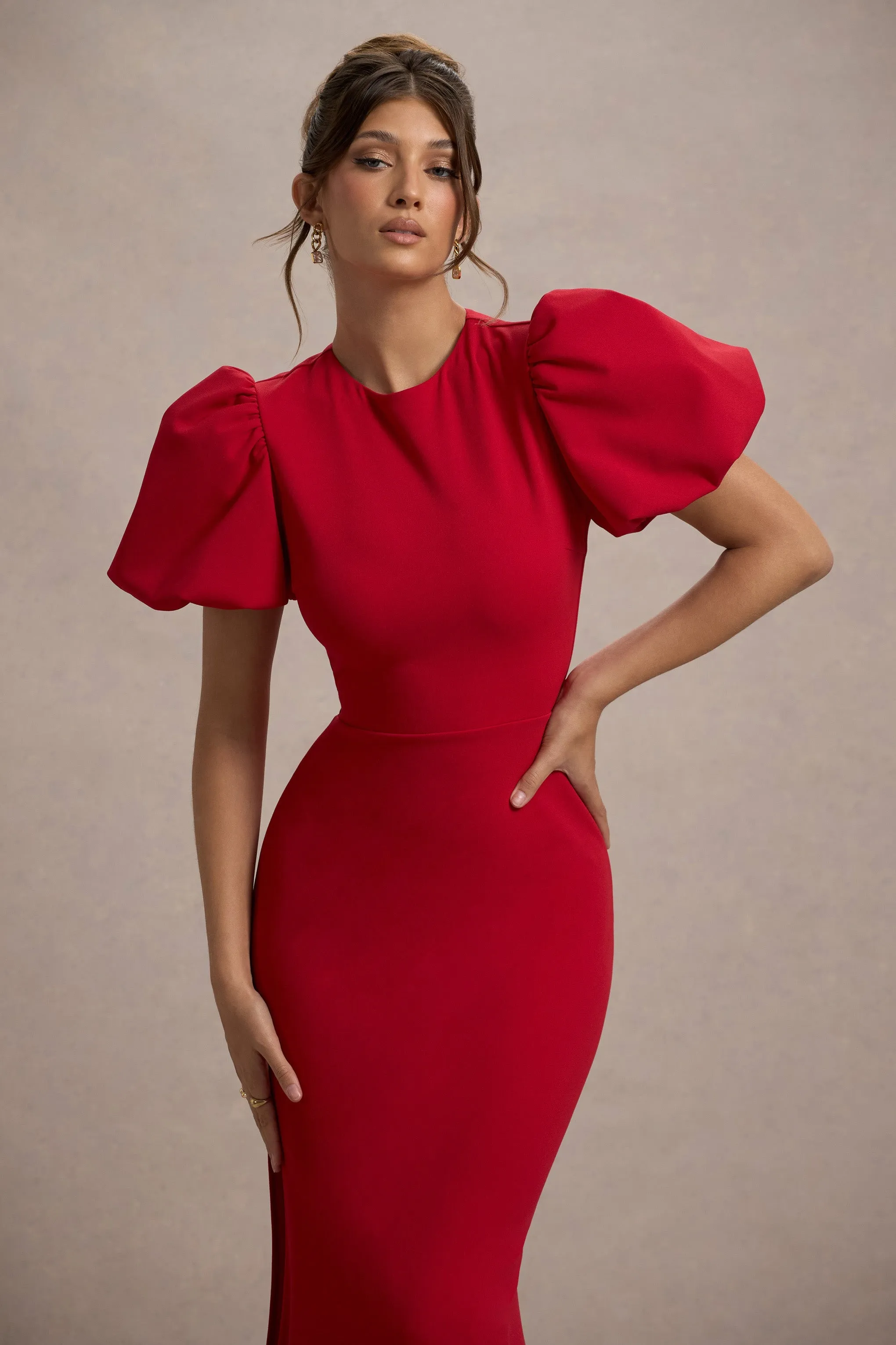 Love Letters | Red Puff-Sleeve Maxi Dress sold by Club L London product image thumbnail 3