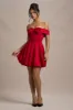 Minimoiselle | Red Bow Bardot Mini Dress With Puff-Ball Skirt sold by Club L London