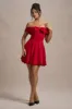 Minimoiselle | Red Bow Bardot Mini Dress With Puff-Ball Skirt sold by Club L London