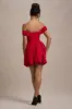 Minimoiselle | Red Bow Bardot Mini Dress With Puff-Ball Skirt sold by Club L London