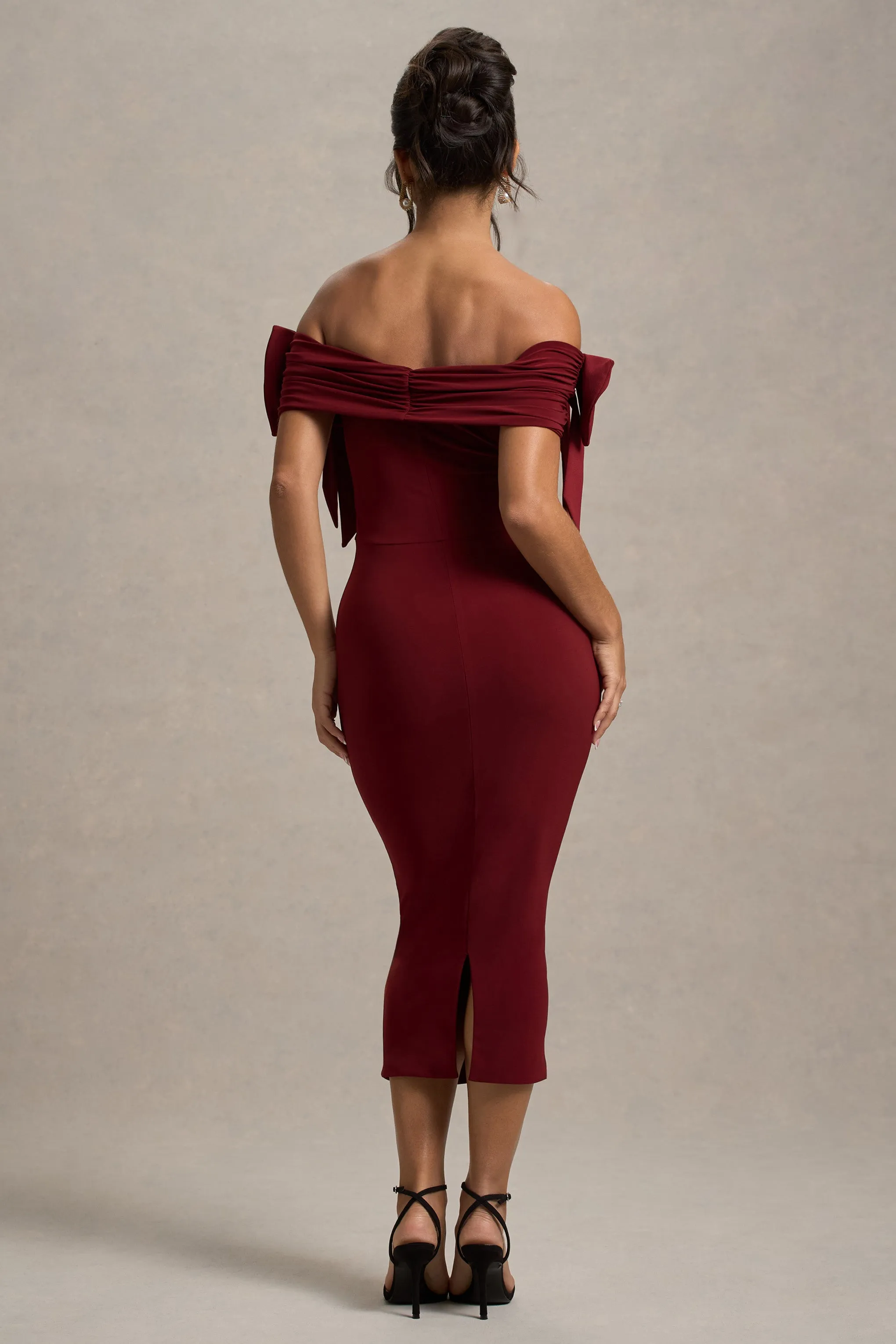 Ashleigh | Port Bardot Midi Dress With Bows sold by Club L London product image thumbnail 2